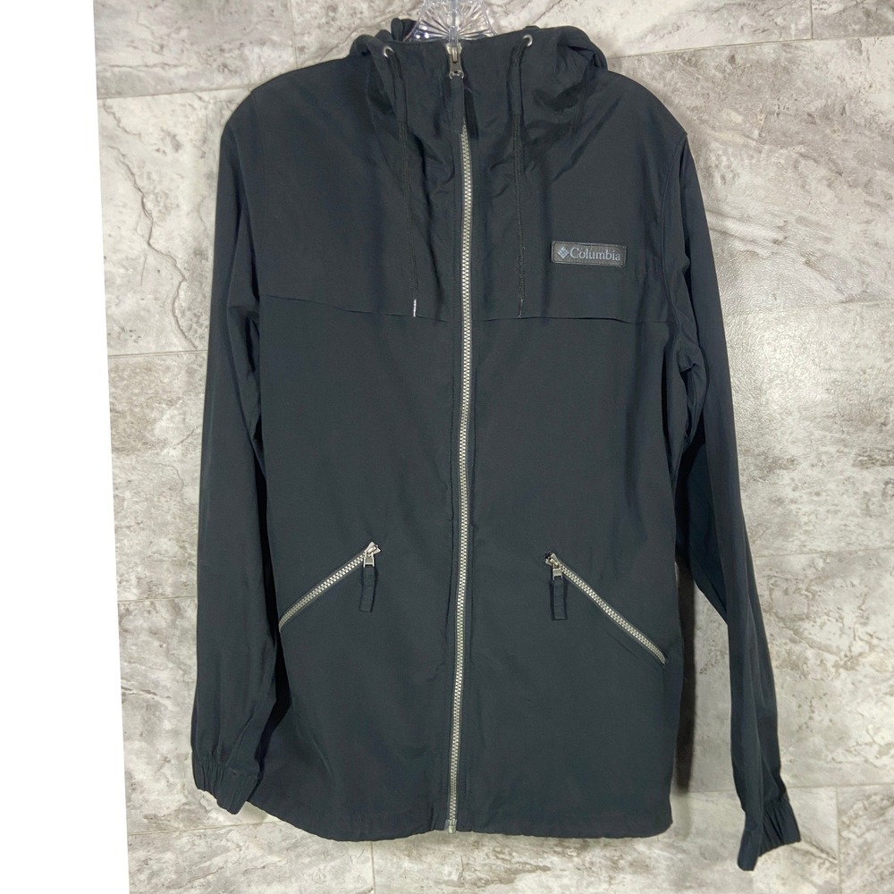 Columbia Men's Black Hooded Jacket Water Resistant Cotton/Nylon‎ Size S Outdoor